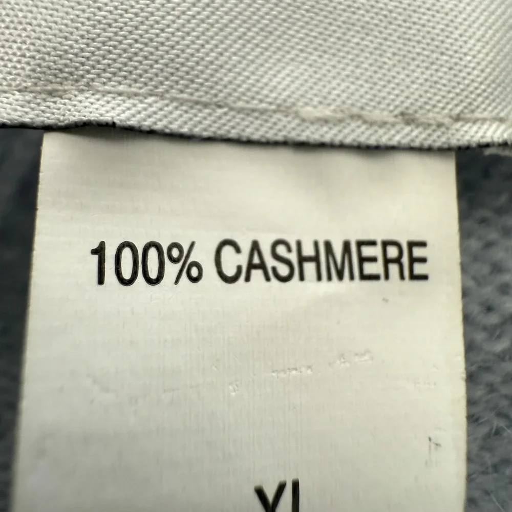 Armani Collezioni Sweater‎ Mens XL Light Blue 100% Cashmere Crewneck Rib Knit